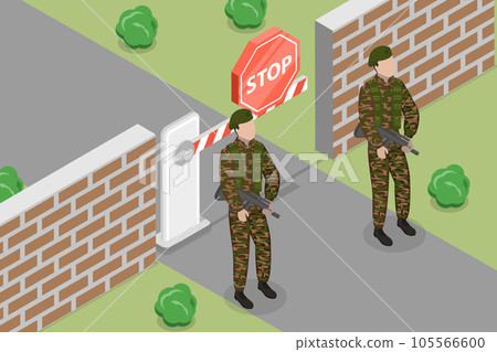 3D Isometric Flat Vector Conceptual Illustration of Closed Border 105566600