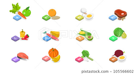 3D Isometric Flat Vector Conceptual Illustration of Vitamins And Minerals 105566602