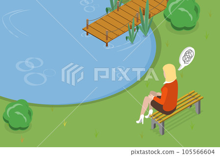 3D Isometric Flat Vector Conceptual Illustration of Bench Thinking 105566604