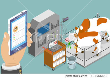 3D Isometric Flat Vector Conceptual Illustration of Animal Smart Farming 3D Isometric Flat Vector Conceptual Illustration of Animal Smart Farming 105566682