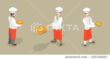 3D Isometric Flat Vector Conceptual Illustration of Italian Chef 3D Isometric Flat Vector Conceptual Illustration of Italian Chef 105566683