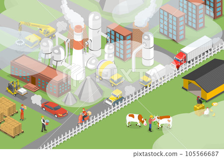 3D Isometric Flat Vector Conceptual Illustration of Polluted Air 3D Isometric Flat Vector Conceptual Illustration of Polluted Air 105566687