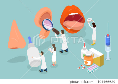 3D Isometric Flat Vector Conceptual Illustration of Otolaryngologist 105566689