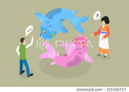 3D Isometric Flat Vector Conceptual Illustration of Japanese Philosophy 105566717