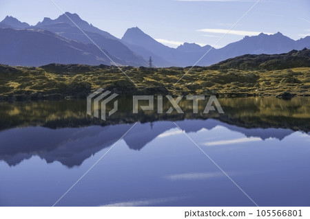 Lake Totensee on the Grimsel mountain pass, Valais, Switzerland 105566801