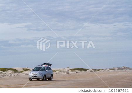 Driving on the baech of South Padre Island. Driving on the baech of South Padre Island. 105567451