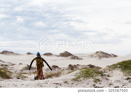 Sculpture made out of beach waste. 105567505
