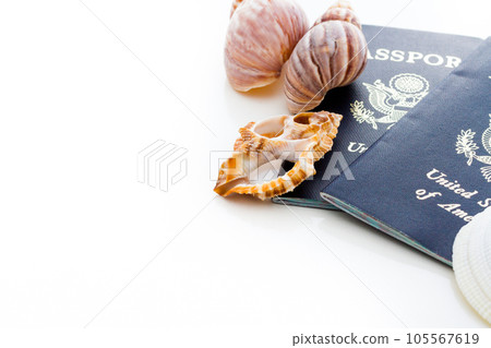Unites States of America passport on a white background. 105567619