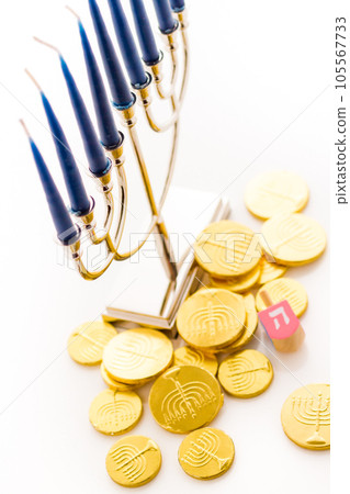 A still life composed of elements of the Jewish Chanukah/Hanukkah festival. 105567733