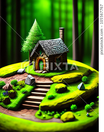 A small house in the forest - Stock Illustration [105567767] - PIXTA