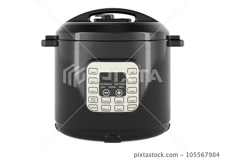 Black Automatic Multicooker, 3D rendering Black Automatic Multicooker, 3D rendering 105567984