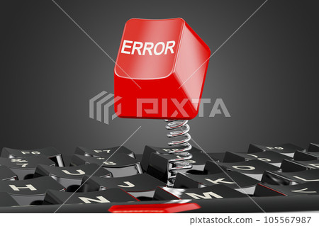 Error red keyboard button, 3D rendering 105567987