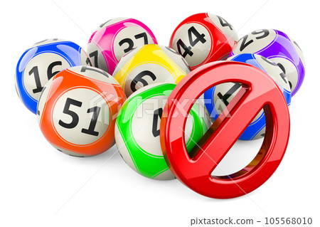 Lotto balls with forbidden symbol. 3D rendering Lotto balls with forbidden symbol. 3D rendering 105568010