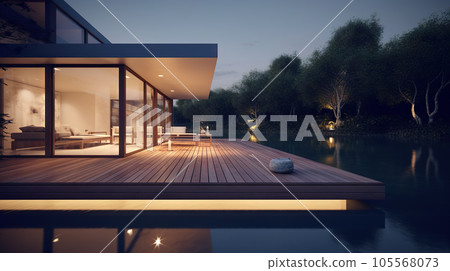 Modern Villa - Generative AI - AI generated Modern Villa - Generative AI - AI generated 105568073