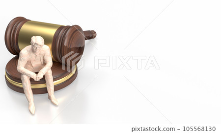 The Business man sit on law Hamer  3d rendering 105568130