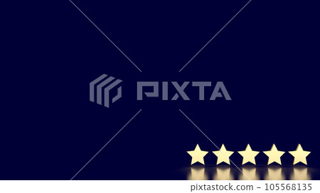 The gold five star on blue background 3d rendering 105568135