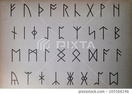 Anglo-Saxon runes printed on paper 105568146