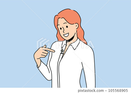 Woman with lavalier microphone on shirt smiles as she prepares for television interview Woman with lavalier microphone on shirt smiles as she prepares for television interview 105568905