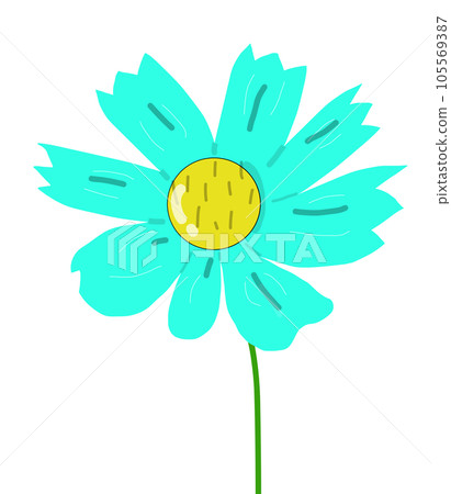 flower with green sunflower icon, flat style flower with green sunflower icon, flat style 105569387