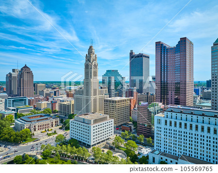 Skyscrapers in downtown Columbus Ohio aerial Skyscrapers in downtown Columbus Ohio aerial 105569765