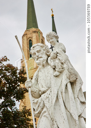 St Joseph statue memorial of Father Brammer outside Cathedral of The Immaculate Conception church St Joseph statue memorial of Father Brammer outside Cathedral of The Immaculate Conception church 105569789