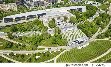 Lower Scioto Greenway in front of Center of Science and Industry building aerial Lower Scioto Greenway in front of Center of Science and Industry building aerial 105569802