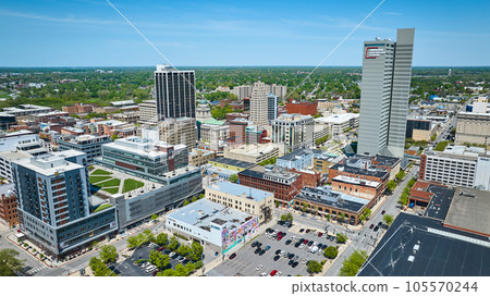 Downtown Fort Wayne business buildings aerial skyscraper offices 105570244