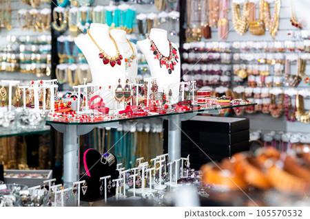 Interior of jewelry shop with assorted bijouterie 105570532