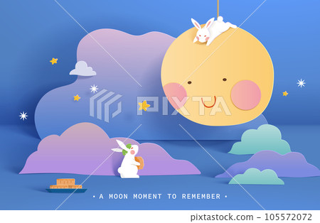 Paper art Mid Autumn festival card Paper art Mid Autumn festival card 105572072