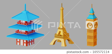 Famous landmark mockups set 105572114