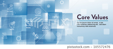Core Values or Mission and Vision Icon Set w Web Header Banner Core Values or Mission and Vision Icon Set w Web Header Banner 105572476