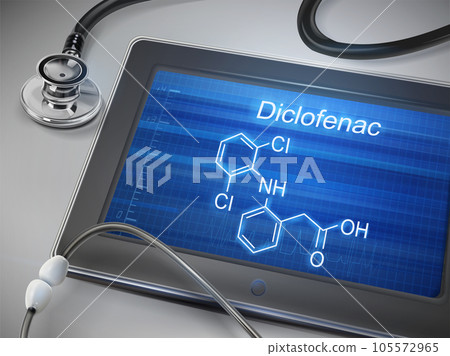 diclofenac word display on tablet diclofenac word display on tablet 105572965