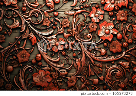 decorative background with floral ornament. Computer generated graphics 105573273