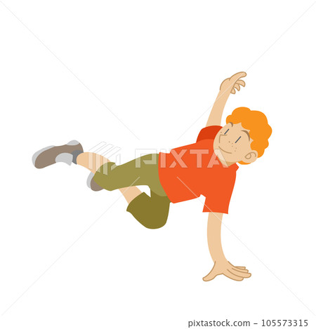 Caucasian boy breakdancing Caucasian boy breakdancing 105573315