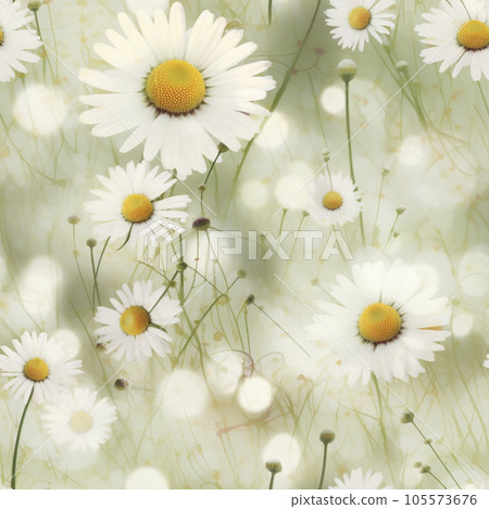 Daisy Pattern Seamless Background, Generative with Ai 105573676