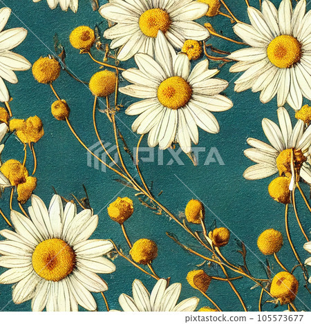 Daisy Pattern Seamless Background, Generative with Ai 105573677