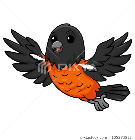 Cute venezuelan troupial bird cartoon flying Cute venezuelan troupial bird cartoon flying 105573852