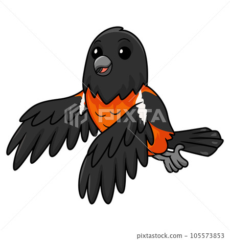 Cute venezuelan troupial bird cartoon flying Cute venezuelan troupial bird cartoon flying 105573853