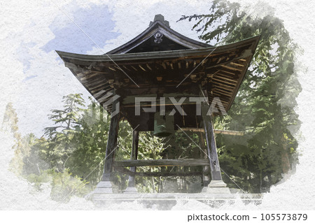 Watercolor-style Myo-in temple bell tower, Asakuchi City, Okayama Prefecture Watercolor-style Myo-in temple bell tower, Asakuchi City, Okayama Prefecture 105573879