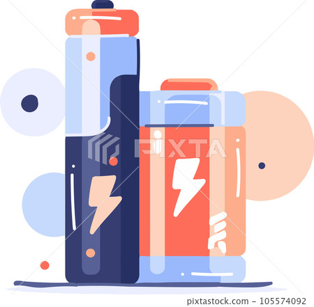 Hand Drawn energy storage battery in flat style 105574092