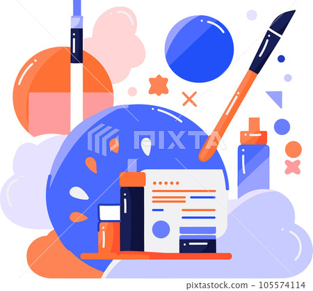 Hand Drawn cosmetic bottle set in flat style 105574114