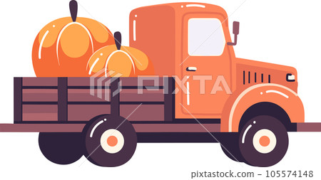 Hand Drawn Truck with Thanksgiving Pumpkins in flat style Hand Drawn Truck with Thanksgiving Pumpkins in flat style 105574148