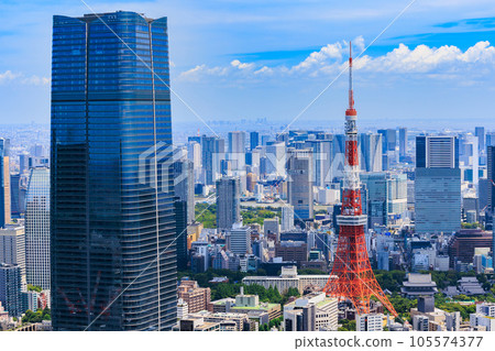 東京,港區,從六本木新城展望台(麻布台方向)看到的城市景觀 東京,港區,從六本木新城展望台(麻布台方向)看到的城市景觀 105574377