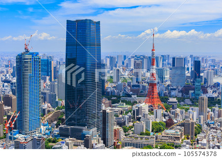 Tokyo, Minato Ward, City view from Roppongi Hills Observatory (Azabudai direction) 105574378