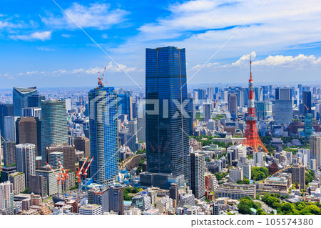 Tokyo, Minato Ward, City view from Roppongi Hills Observatory (Azabudai direction) 105574380