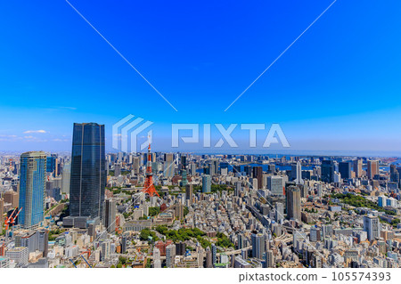 Tokyo, Minato Ward, City view from Roppongi Hills Observatory (Tokyo Bay direction) 105574393