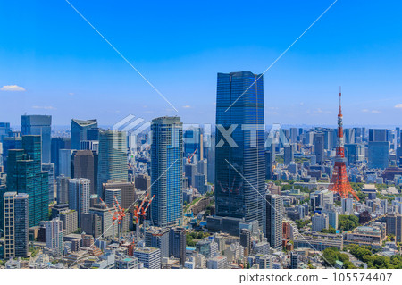 東京,港區,從六本木新城展望台(麻布台方向)看到的城市景觀 東京,港區,從六本木新城展望台(麻布台方向)看到的城市景觀 105574407
