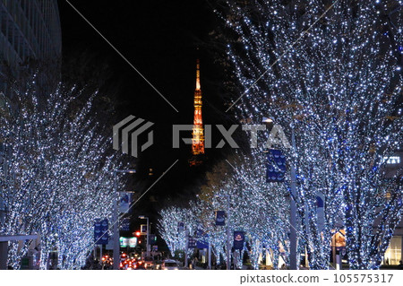 Tokyo Tower floating in Roppongi Keyakizaka Illumination at the end of the year (December) Tokyo Tower floating in Roppongi Keyakizaka Illumination at the end of the year (December) 105575317