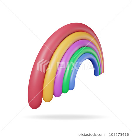 3d Cartoon Rainbow Isolated on White 105575416