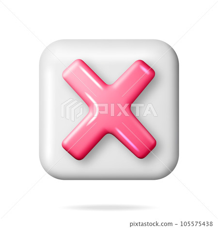 3D Wrong Button in Square Shape 3D Wrong Button in Square Shape 105575438